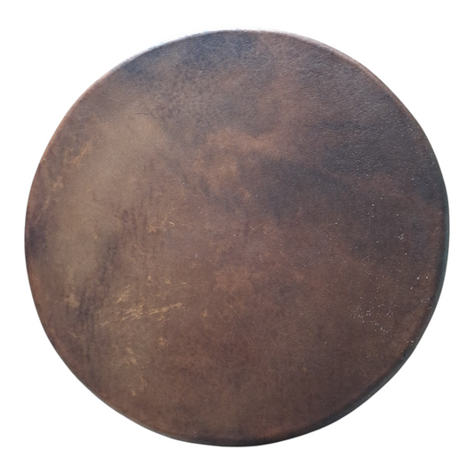 Tambour chamanique pyrénéen artisanal peau de bison 42cm gravure Mandala 1 - Tambours Sacrés Pays Basque
