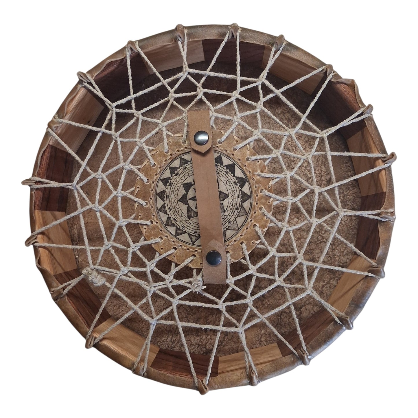 Tambour artisanal peau de Bison 38cm — Mandala 1