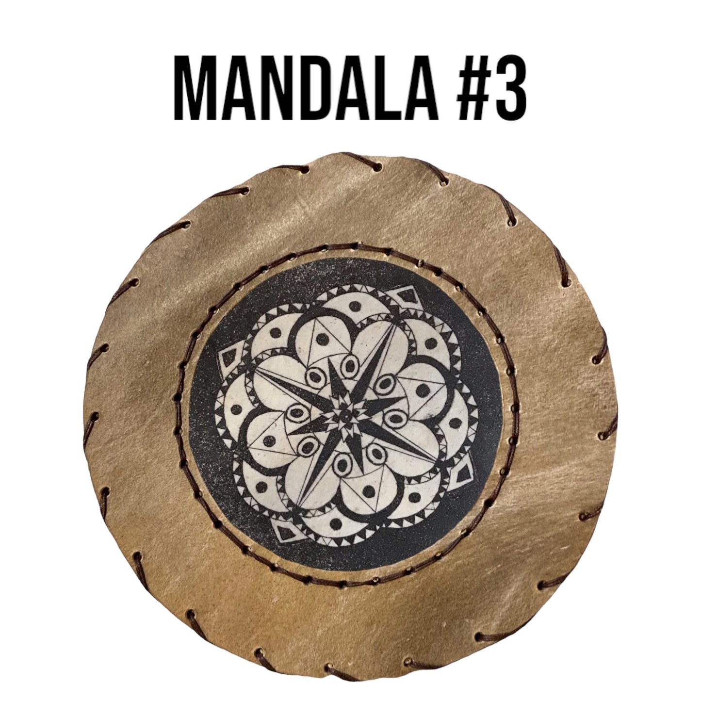 Mandala 3 gravure artisanale sur tambour pyrénéen et artisanal - Tambours Sacrés Pays Basque
