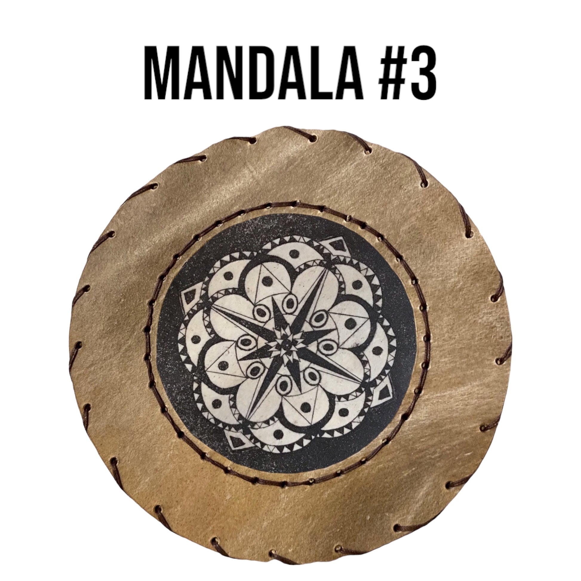 Mandala 3 gravure artisanale sur tambour pyrénéen et artisanal - Tambours Sacrés Pays Basque